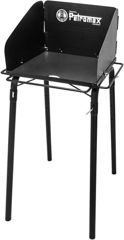 Vuurpan Tafel - Buitenkeuken Tafel - Buiten Koken - Hoge Windbescherming - Werkhoogte 87cm - Zwart