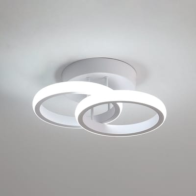 Riserva LED Plafondlamp Dubbele Ring - 22W - 2500 lm - 6500K Koel Wit - Wit - Moderne Plafonnière voor Woonkamer, Slaapkamer, Keuken en Eetkamer