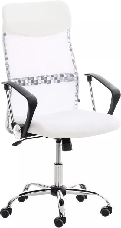 Bureaustoel - Netstof stoel - Comfortabel werken - Traploos verstelbaar - 110 cm hoog - Wit