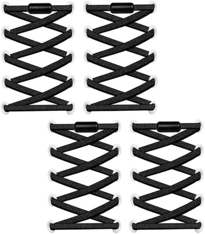 Famanu – Elastische schoenveters zonder strikken, metalen gesp, 109 cm lengte, voor sport- en loopschoenen