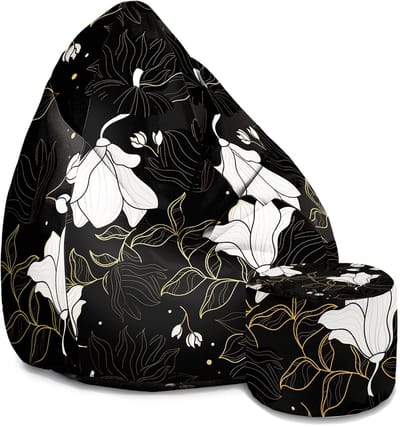 DreamRoots Oxford Zitzak voor Volwassenen – Luxe Beanbag met Voetsteun en Afneembare Hoes – Inclusief Vulling – 80x80x120 cm - Bohemian Flowers