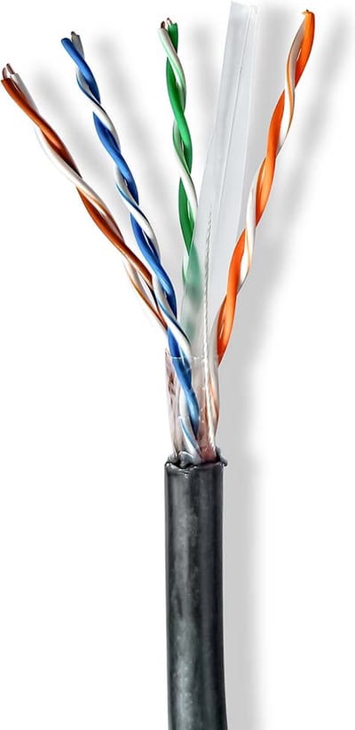 Nedis Netwerk Kabel Rol - CAT6 - Solid - U/UTP - CCA - 305.0 m - Buitenshuis - Rond - PE - Zwart - Trekdoos