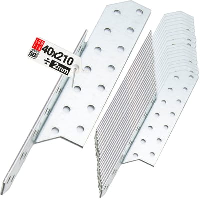 LUN FIX - Sparrenpfettenanker - Verzinkt - 40x210mm - 50 stuks - Zware Hoekverbinder - Links
