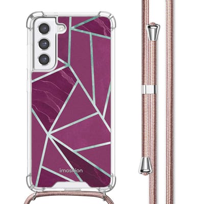 imoshion Hoesje - Geschikt voor Samsung Galaxy S21 FE - Design Hoesje met Koord - Bordeaux Graphic