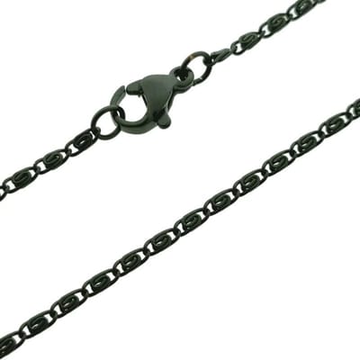 Aramat Jewels | Halskettingen | Stalen Griekse Schakelketting Zwart - Stoere Ketting | Zwart / 50cm / 2mm |50cm |2mm | Staal | Volwassenen | Verkleurd niet