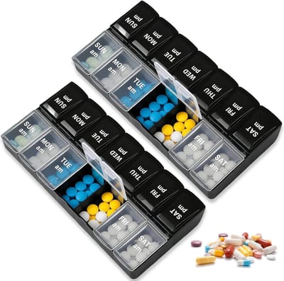 Grote pillendoos voor 7 dagen met 2 onafhankelijke vakken - ideaal voor tabletten, vitamines en visolie