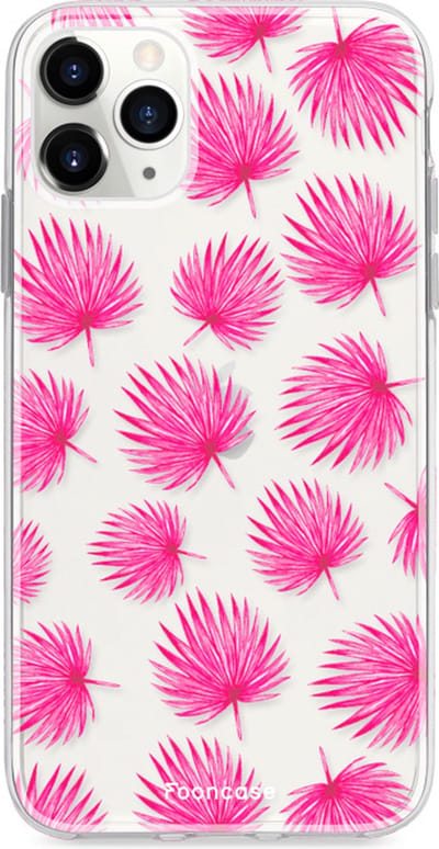 Fooncase Hoesje Geschikt voor iPhone 11 Pro - Shockproof Case - Back Cover / Soft Case - Pink leaves / Roze bladeren