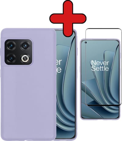 Hoesje - Met Screenprotector - Geschikt voor OnePlus 10 Pro - Sterk & Shockproof - Telefoon Hoes - Back Cover - Siliconen Case - Telefoonhoes - Lila