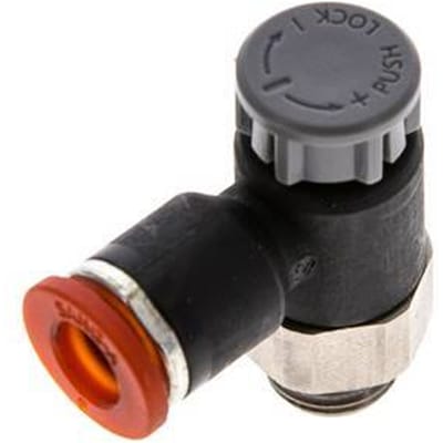 L-stuk Regelventiel 6 mm - G1/8'' Regeling-in Messing/Nylon Borgmoer
