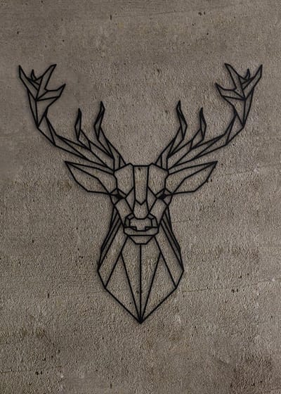 Wanddecoratie Polygon | Hert - M (37x40cm)