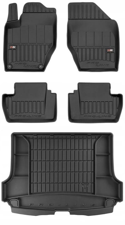 FROGUM PROLINE 3D Set - Rubberen Automatten + Kofferbakmat - Geschikt voor PEUGEOT 308 SW (2007-2013) - 7-persoons - Zwart