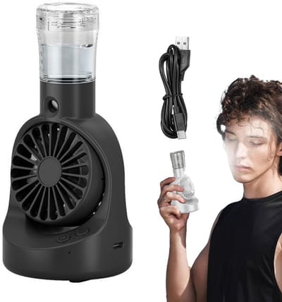 Handventilator - Draagbare Ventilator - Handsproeier - Mini Fan Oplaadbaar - 4 Snelheden - Kleine Portable Ventilator Met USB - Oplaadbaar - Powerbank - Geschikt Voor Kantoor, Slaapkamer, Buiten - Zwart