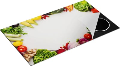Chefcare Inductie Beschermer Groente op een Witte Achtergrond - Groentes - 90x50 cm - Afdekplaat Inductie - Kookplaat Beschermer - Inductie Mat