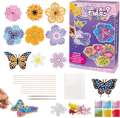 Creatieve Knutselset voor Kinderen van 4-12 Jaar - Bloemschikken met 8 Bloemen en 2 Vlinders - DIY Speelgoed voor Meisjes, Verjaardagscadeau en Kerstcadeau