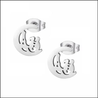 Aramat Jewels | Oorbellen | RVS Maan Oorbellen Diverse Kleuren - Trendy Moon Studs | met Eiffeltoren-10mm | |8mm | Staal | Kinderen, Volwassenen | Verkleurd niet