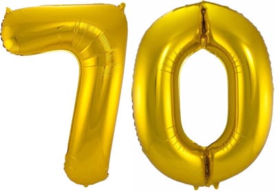Ballon Cijfer 70 Jaar Goud Helium Ballonnen Verjaardag Versiering Cijfer Ballon Feest Versiering Met Rietje - 86Cm