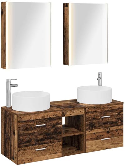 vidaXL Badkamermeubelset 5 st Oud hout Bewerkt hout en glas