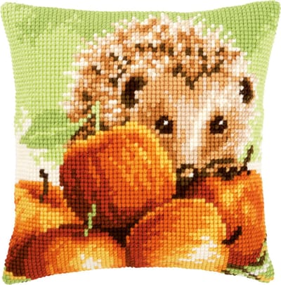 Vervaco - Kruissteekkussen kit - Egel met appels - PN-0155865 - Borduren - Borduurpakket - Borduurpakket volwassenen - Borduurpakket kind