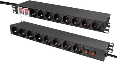 LogiLink 19' stopcontactenlijst 16-voudig, overspanningsbescherming, zwart