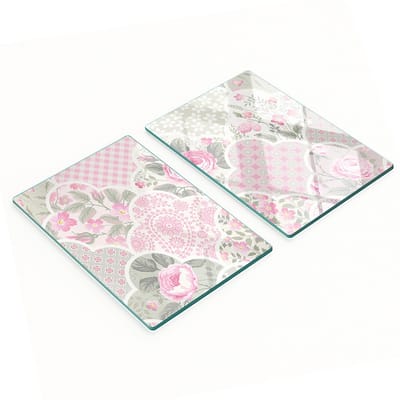 Multifunctionele decoratieve glazen keukenplanken met rozen en ornamenten, 2x40x52 cm