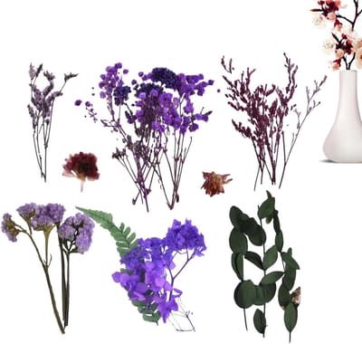 Gedroogde bloemen - Droogboeket natuur - Woondecoratie tafel - Met stelen - Doos 17x12x3cm - Willekeurige kleuren