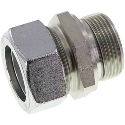G 1 1/4'' Buitendraad x 35L Verzinkt Stalen Rechte Snijring Koppeling met FKM Afdichting 160 Bar DIN 2353 - FL2S-MC-EZN-114G-35-L