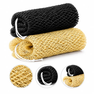 BOTC Afrikaanse spons - Lichaamsspons - 2stuks - Lange Douche Spons - Sneldrogend & Herbruikbaar - Geschikt voor Alle Huidtypes - Khaki/Zwart