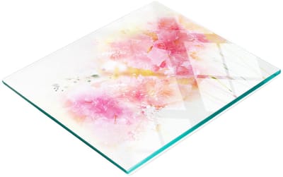 Decoratieve glazen snij- en serveerplank met bloemenmotief, 60x52 cm