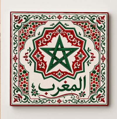 Marokko Decoratieve Keramische Tegel – Marokkaanse Ster Wandtegel – Rood Groen Heritage Souvenir Cadeau