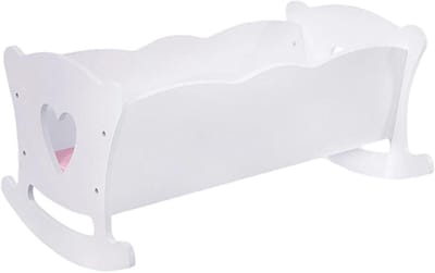Poppenbed met Wieg - Poppenhuismeubel Poppenaccessoire - Rollenspel met Poppen - Schommelende Basis - 58 x 37.5 x 5.5 cm