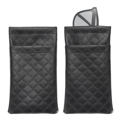 Dailygoods - QUARKZMAN Dubbele PU lederen brillenkoker met druksluiting, zacht zwart etui voor het opbergen van brillen en reisaccessoires voor dames en heren, 2 stuks