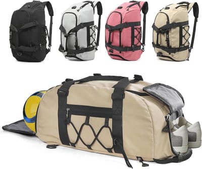 Waterdichte 35L Sporttas met Schoenenvak en Natte Zak - Zwarte Gymtas voor Dames en Heren