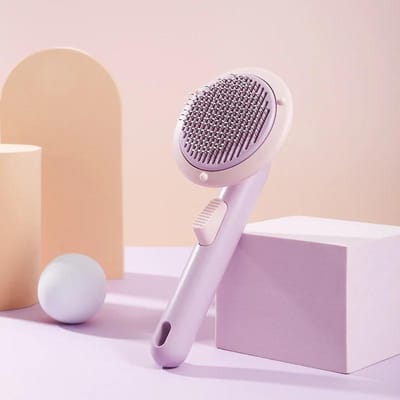 Brosse pour animaux de compagnie citrouille autonettoyante brosse slicker pour la mue chien chat peigne de toilettage enlève les sous-poils lâches et les poils emmêlés gray