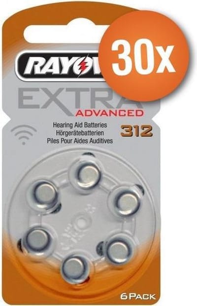 Voordeelpak Rayovac gehoorapparaat batterijen - Type 312 (bruin) - 30 x 6 stuks