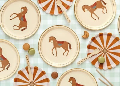 Borden Paard Bruin met Gouden Print 23cm (6st)