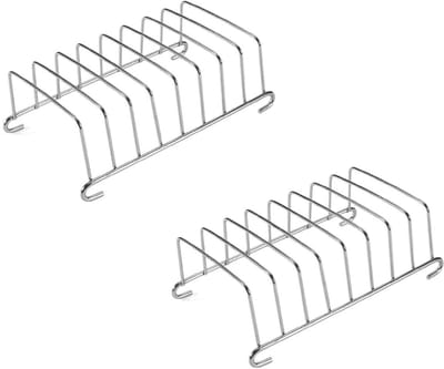 Zilverkleurig roestvrijstalen rooster met 8 gaten voor het koelen van toast, brood, gebak en andere bakwaren-Rechthoekig rooster voor de airfryer-Veilig en gezond roestvrijstalen rooster voor bakken - 2 stuks.