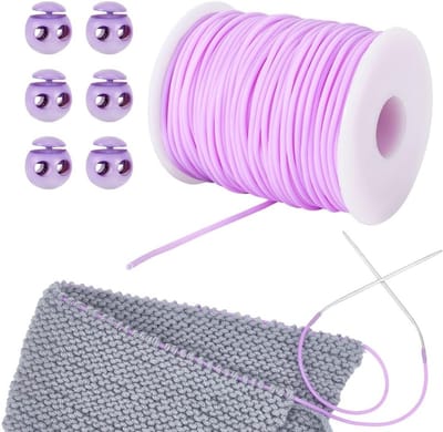 50m Naai Koorden voor Breien, 2mm Holle Rubber Tube, Stikselhouder voor Armbanden, Kettingen en Sieraden maken, Inclusief Plastic Koord voor Stikselbeheer