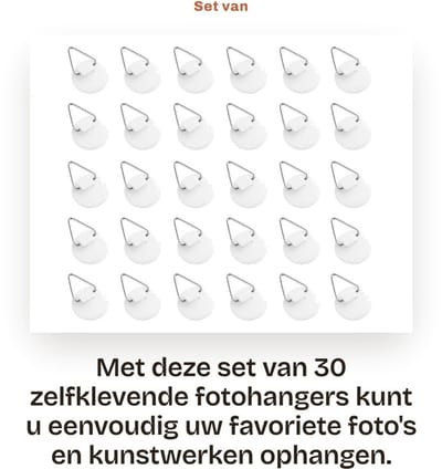 Dailygoods- Foto Hanger - 30 Stuks - Zelfklevend - Ronde/Vierkante Stijl - Sterke Hechting - Geschikt voor Decoratie - Wandhaak