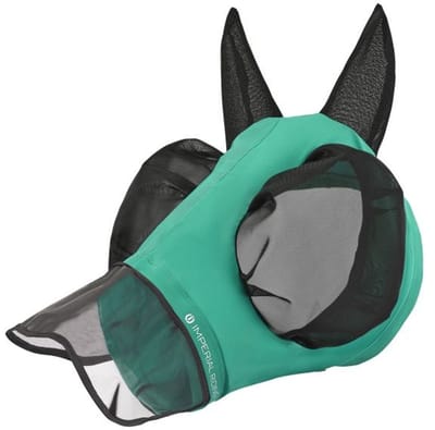 Imperial Riding - Vliegenmasker met Neus - IRHTrail Ride - Turquoise - Maat Cob