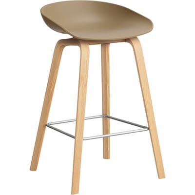 HAY About a Stool AAS 32 - clay 2.0 - lak op waterbasis - voetbank roestvrij staal - Zithoogte 65 cm - kunststofglijders