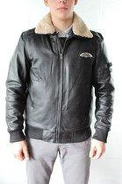 Urban 5884® - Pilot OL - Herenjas - Winterjas - Echt Rund Leer - Zwart - Afneembare Kraag - Maat 3XL