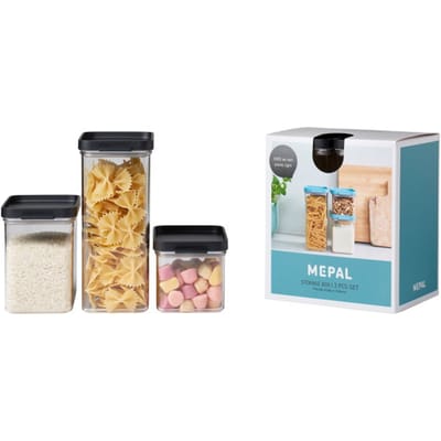 Mepal Omnia Opbergdoos Set - Zwart, 3 stuks (700 ml, 1100 ml, 2000 ml)