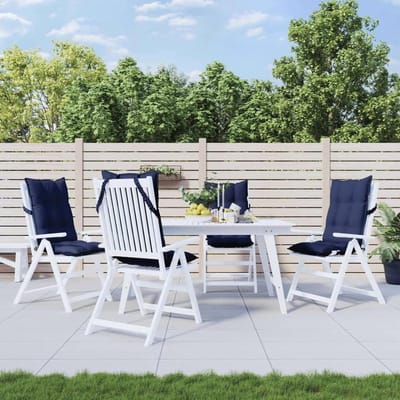 Stoelkussens Hoge Rug - Tuinkussen Set - Buiten Zitten - Waterdichte Oxfordstof - 4 Stuks - Marineblauw