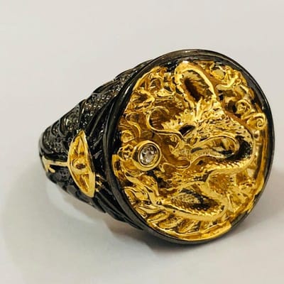 Vintage Draak Ringen Voor Mannen Zwart Pistool Dier Mannelijke Ring Mode Gothic Punk Ring Partij Sieraden Chinese Stijl 10 black