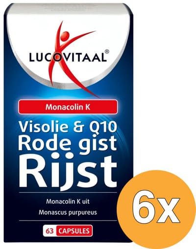 6x Lucovitaal Rode Gist Rijst + Visolie & Q10 (63 capsules)