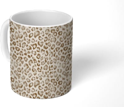 Mok - Koffiemok - Luipaard - Klassiek - Beige - Mokken - 350 ML - Beker - Koffiemokken - Theemok