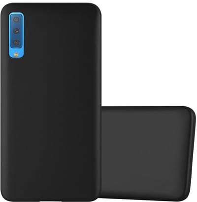 Cadorabo Hoesje geschikt voor Samsung Galaxy A7 2018 in METALLIC ZWART - Beschermhoes gemaakt van flexibel TPU silicone Case Cover