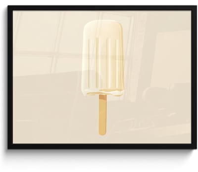 Poster in lijst - Fotolijst 70x50 cm - Posters - Minimalistisch - Waterijsje - Stokje - Beige - Posterlijst zwart - Decoratie - Wanddecoratie woonkamer - Muurdecoratie slaapkamer