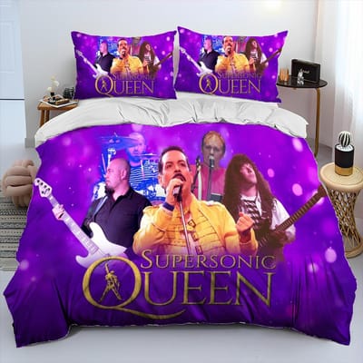 Freddie Mercury Queen-Rock-Band Dekbed Dekbedovertrek Beddengoed Set Dekbedhoes Bedset Dekbedhoes Kussensloop King Queen Maat Beddengoed Set AU Single(140*210cm)3pcs