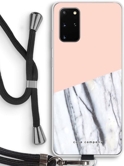 Case Company® - Hoesje met koord geschikt voor Samsung Galaxy S20 Plus hoesje met Koord - A touch of peach - Telefoonhoesje met Zwart Koord - Bescherming aan alle Kanten en Over de Schermrand